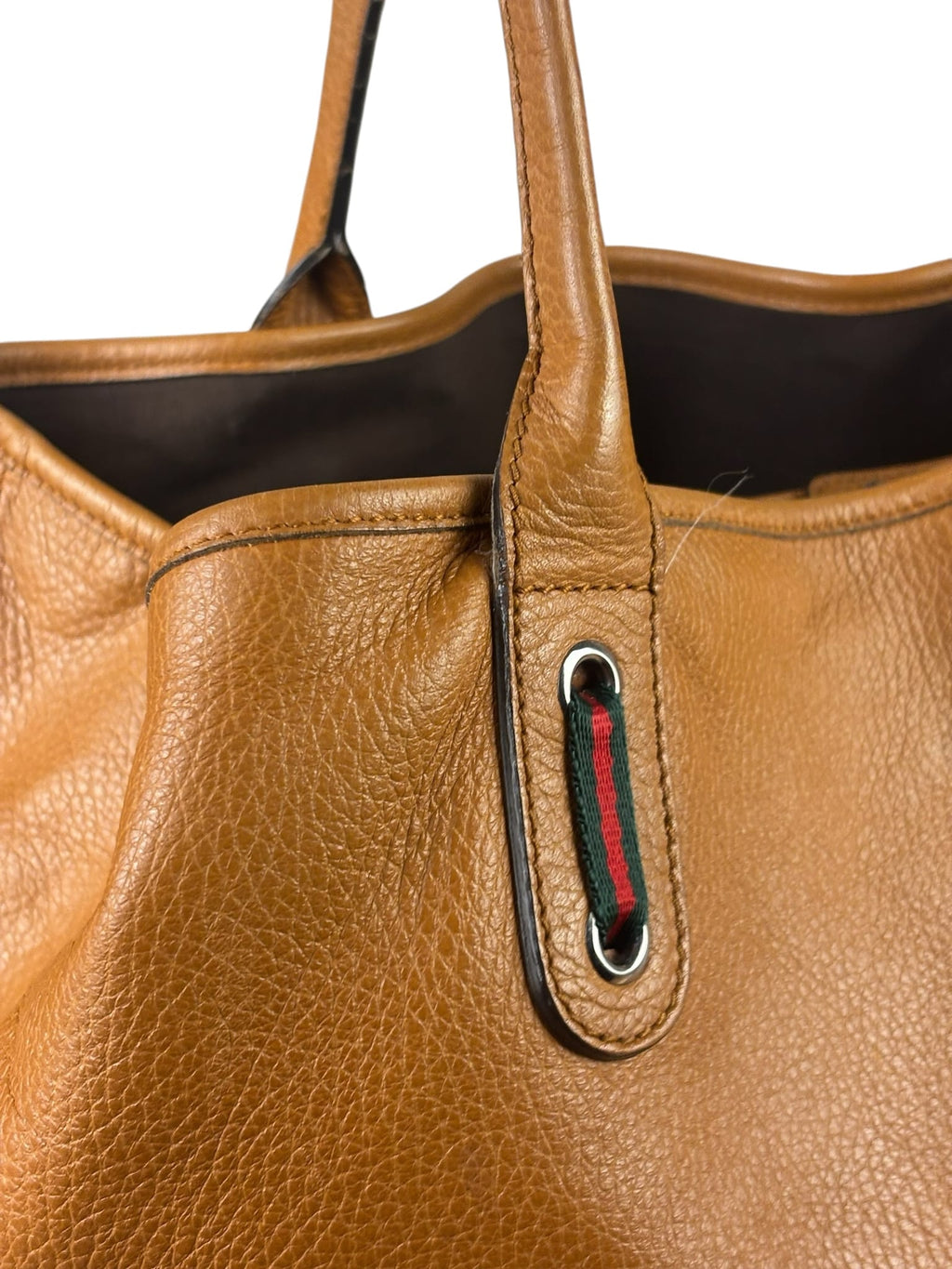 Gucci Brown Leather Sherry Line  Large Tote Bag