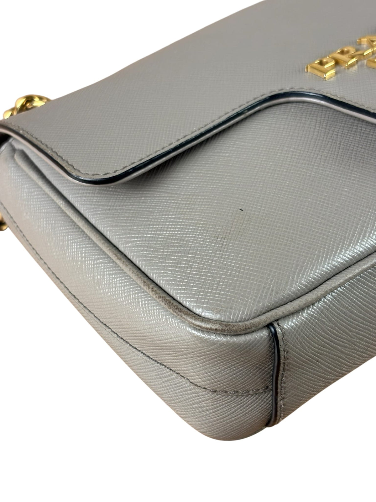 Prada Grey Saffiano Leather Cuir Pattina Crossbody