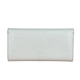 Bottega Veneta White Leather Palmellato Angle Long Wallet