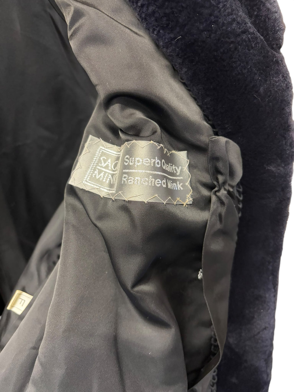 Vintage Saga Navy-Dyed Shaved Mink Fur Long Coat