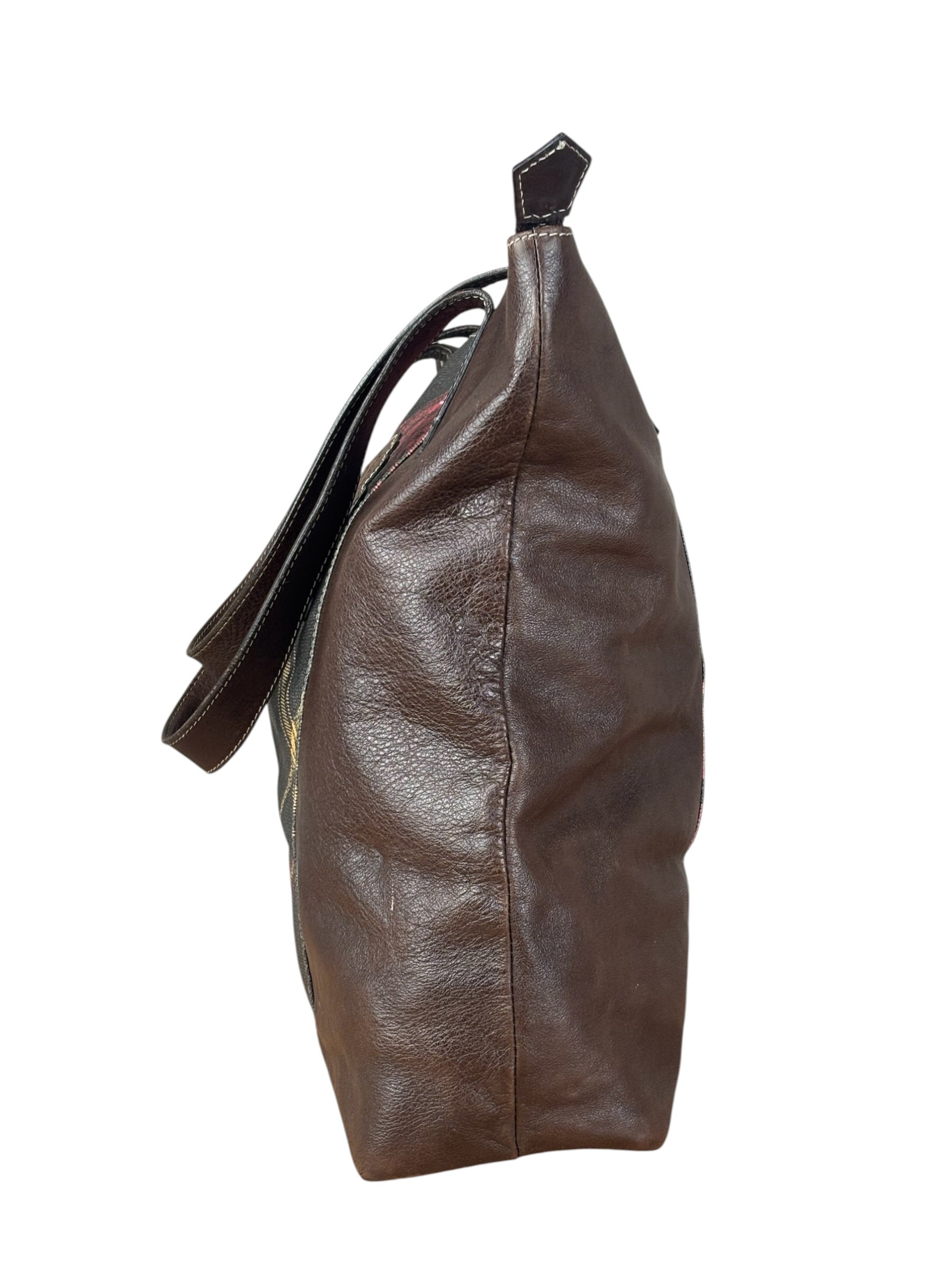 Vivienne Westwood Brown Leather Tartan Shoulder/Tote Bag
