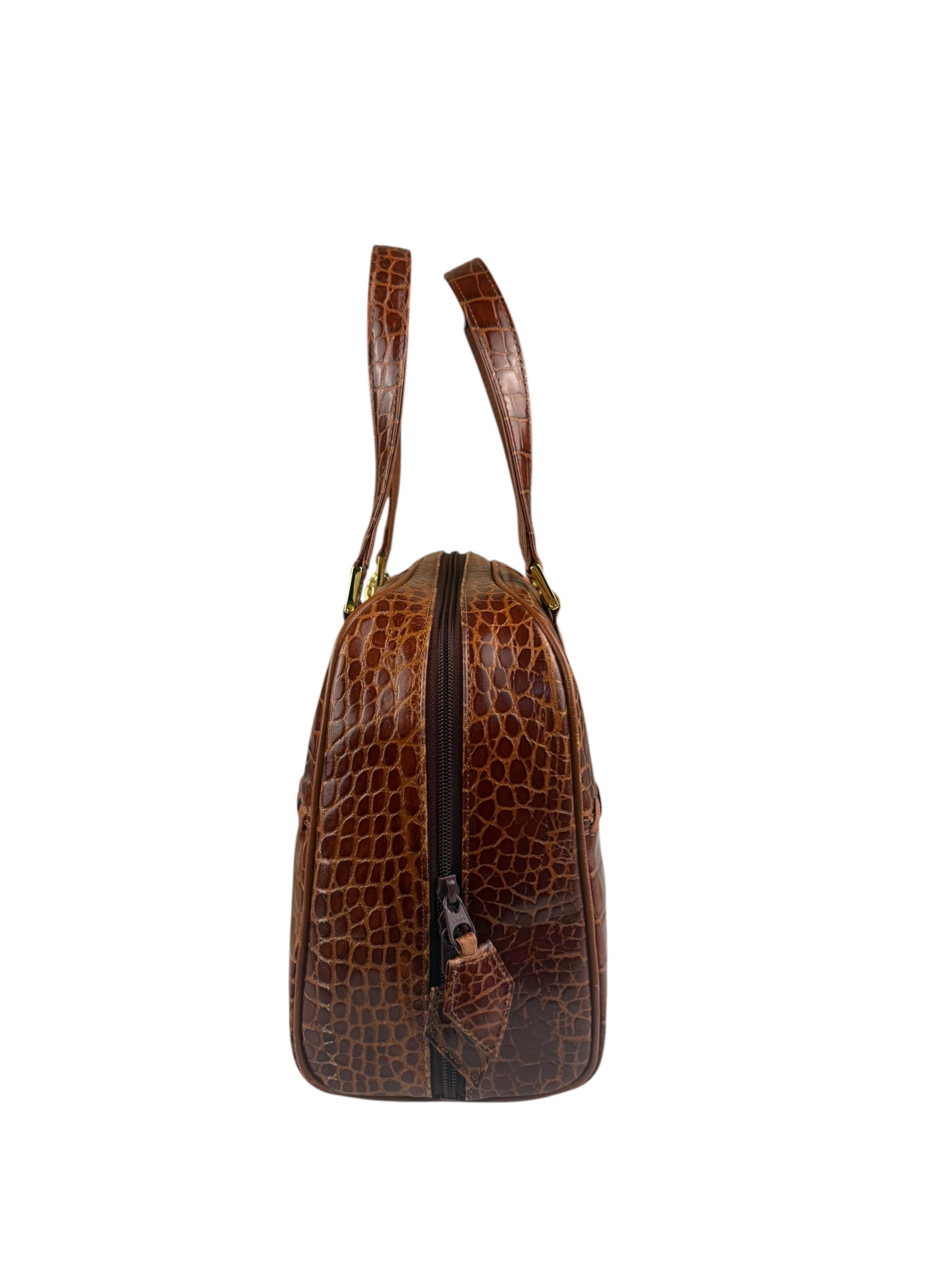 Yves Saint Laurent Vintage Croc-Embossed Leather Handbag