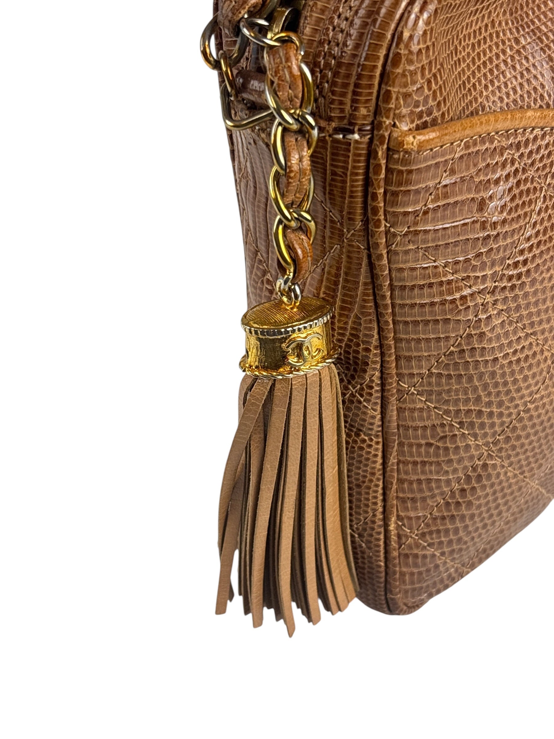 Chanel Vintage Leather Lizard Tassel Camera Case - 1987