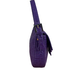 Fendi Purple Nappa Leather Medium Logo Embossed Baguette
