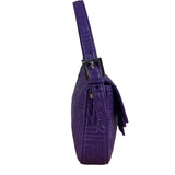 Fendi Purple Nappa Leather Medium Logo Embossed Baguette
