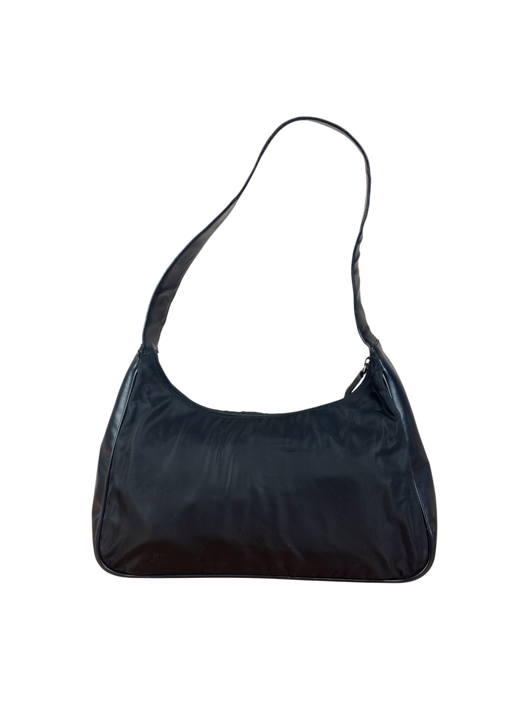 Prada Black Tessuto Nylon Leather Trim Hobo Bag