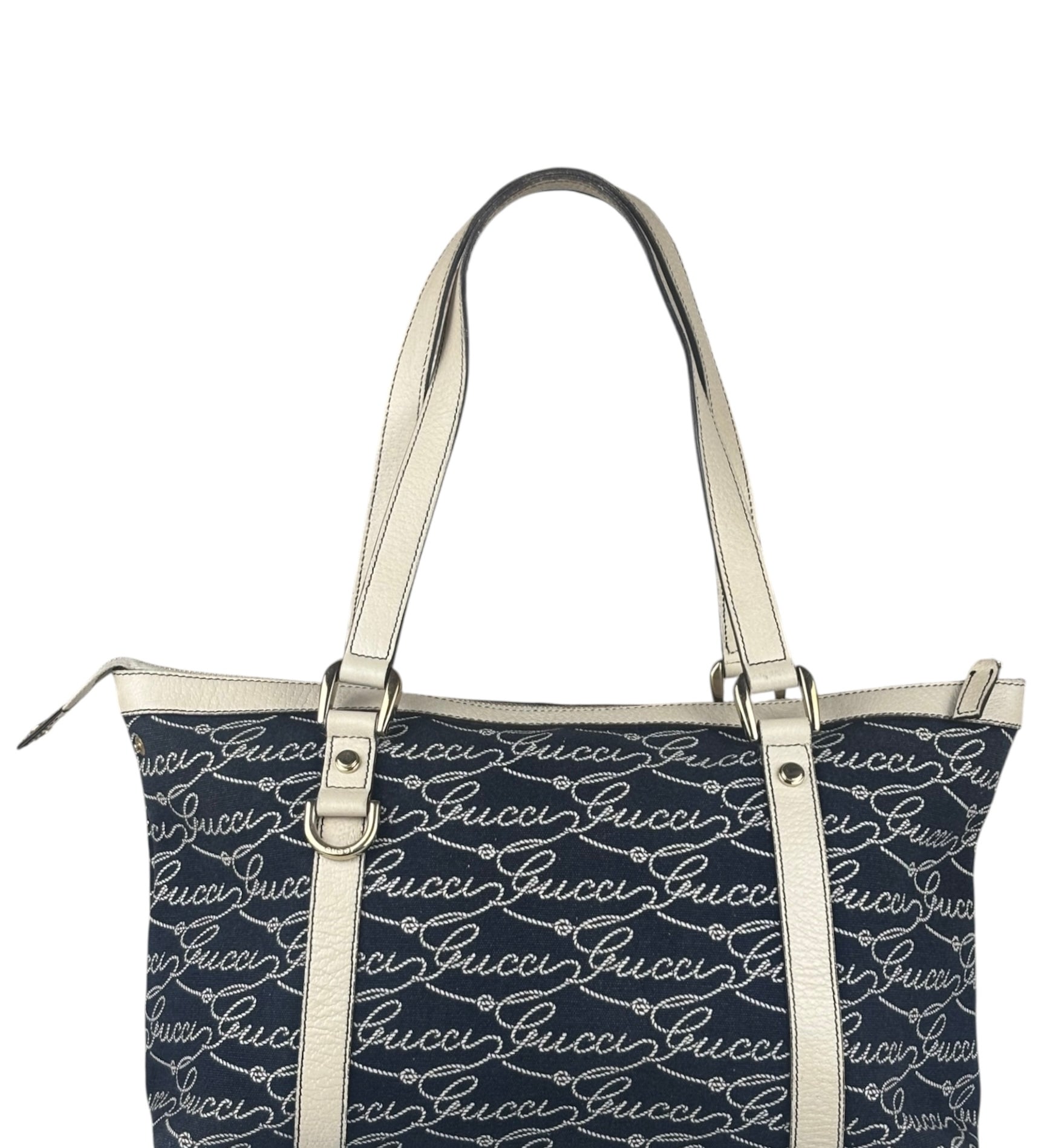 Gucci Western Logo Denim Abbey Zip Tote