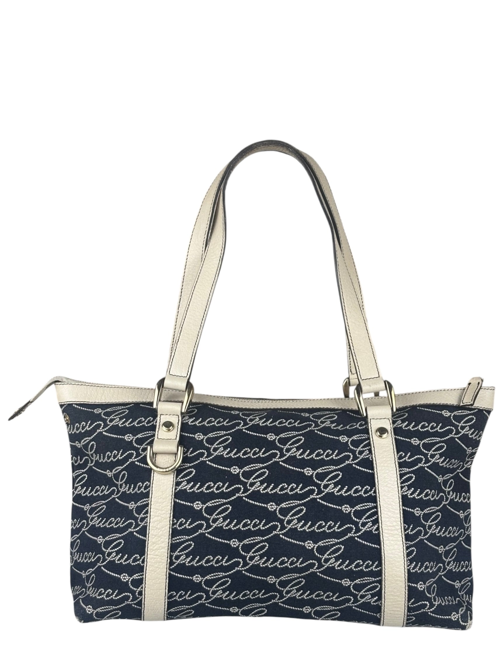 Gucci Western Logo Denim Abbey Zip Tote
