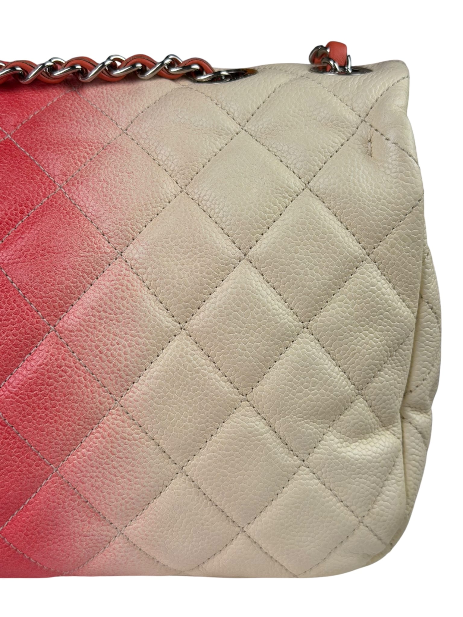 Chanel Quilted Caviar Ivory/Pink Ombre Jumbo Flap 2013