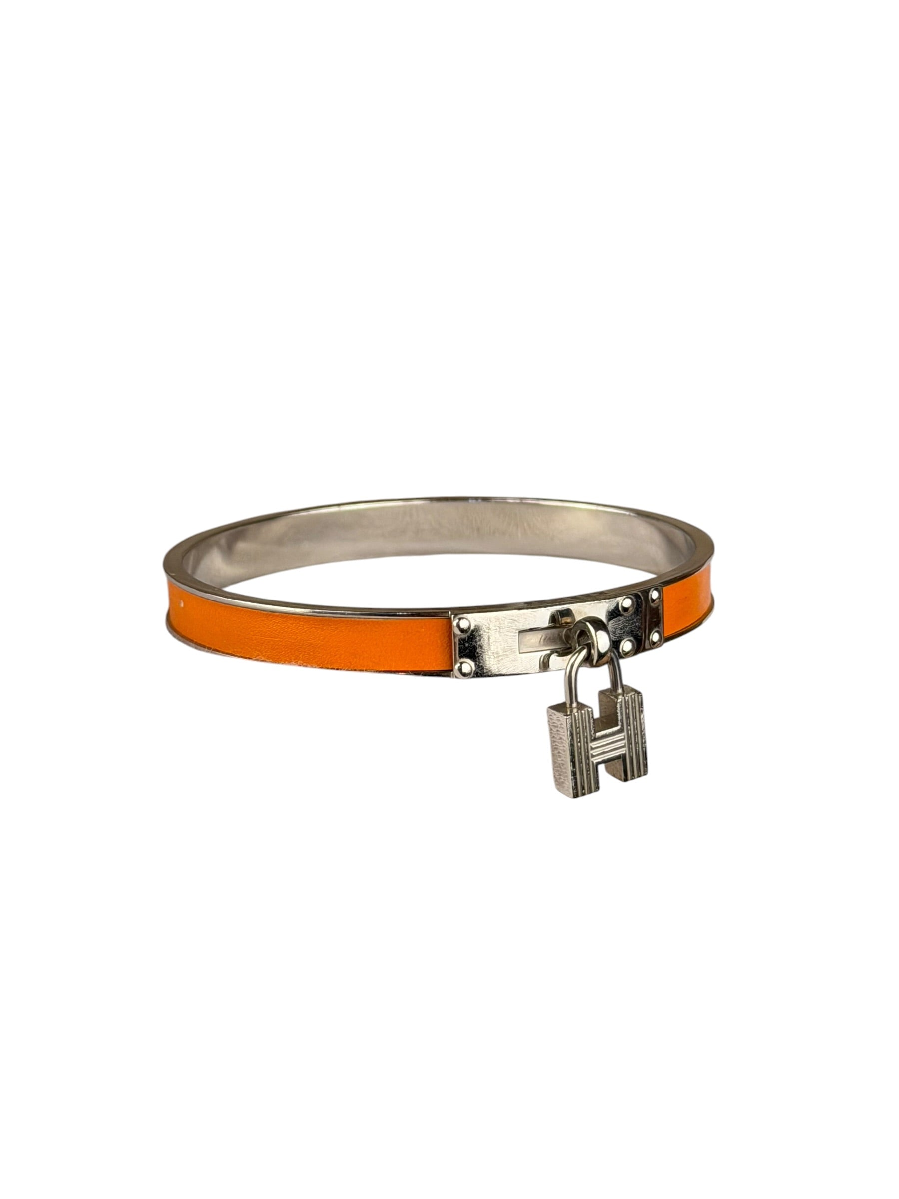 Hermes Orange Kelly H Lock Mini Clic Bracelet