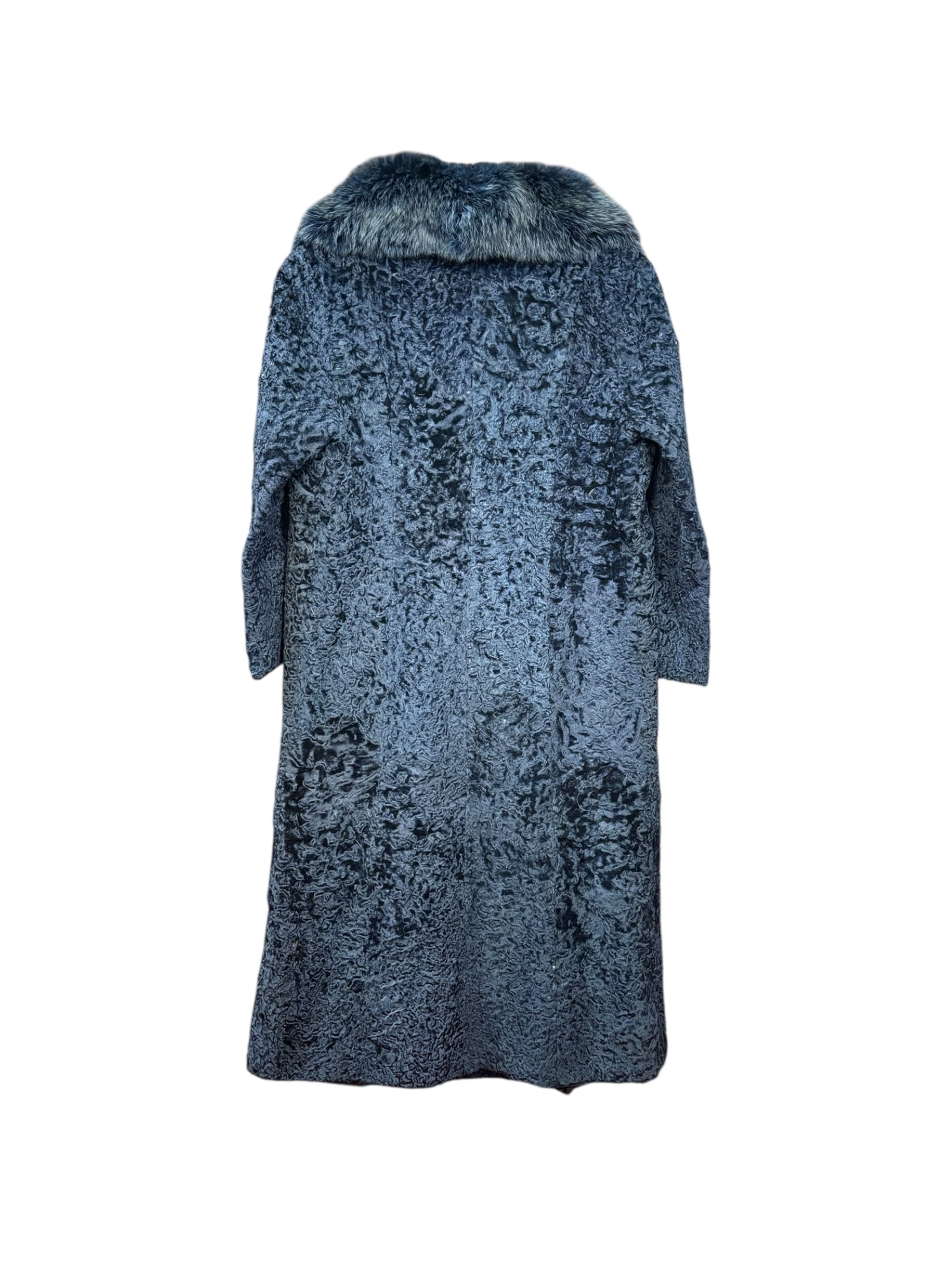 Vintage Navy Blue Persian Lamb Fur Long Coat