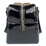 Chanel Black Leather Patent Chocolate Bar Bowler Hand Bag