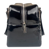 Chanel Black Leather Patent Chocolate Bar Bowler Hand Bag