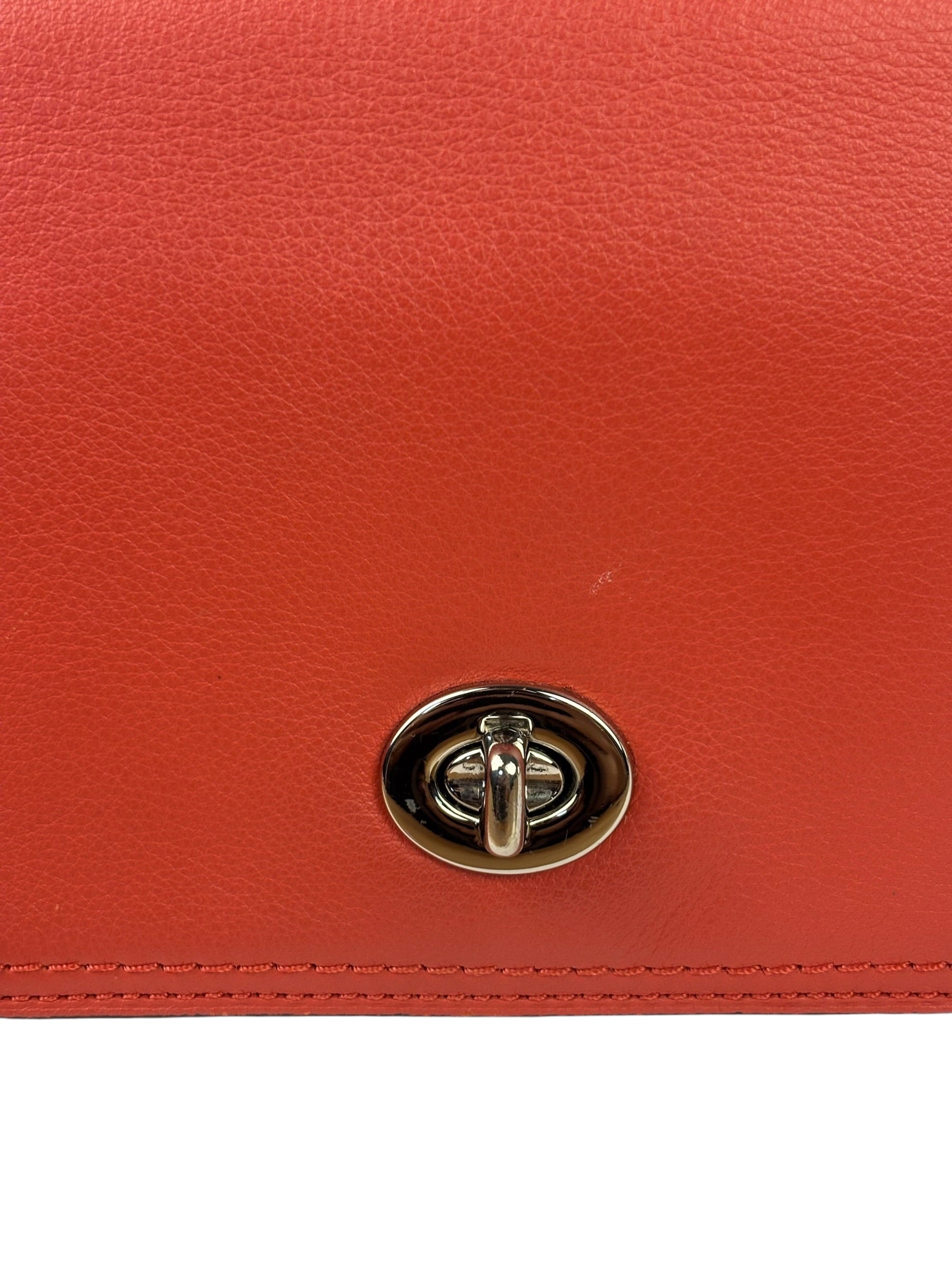 Coach Coral Red Leather Legacy Penny Shoulder Bag