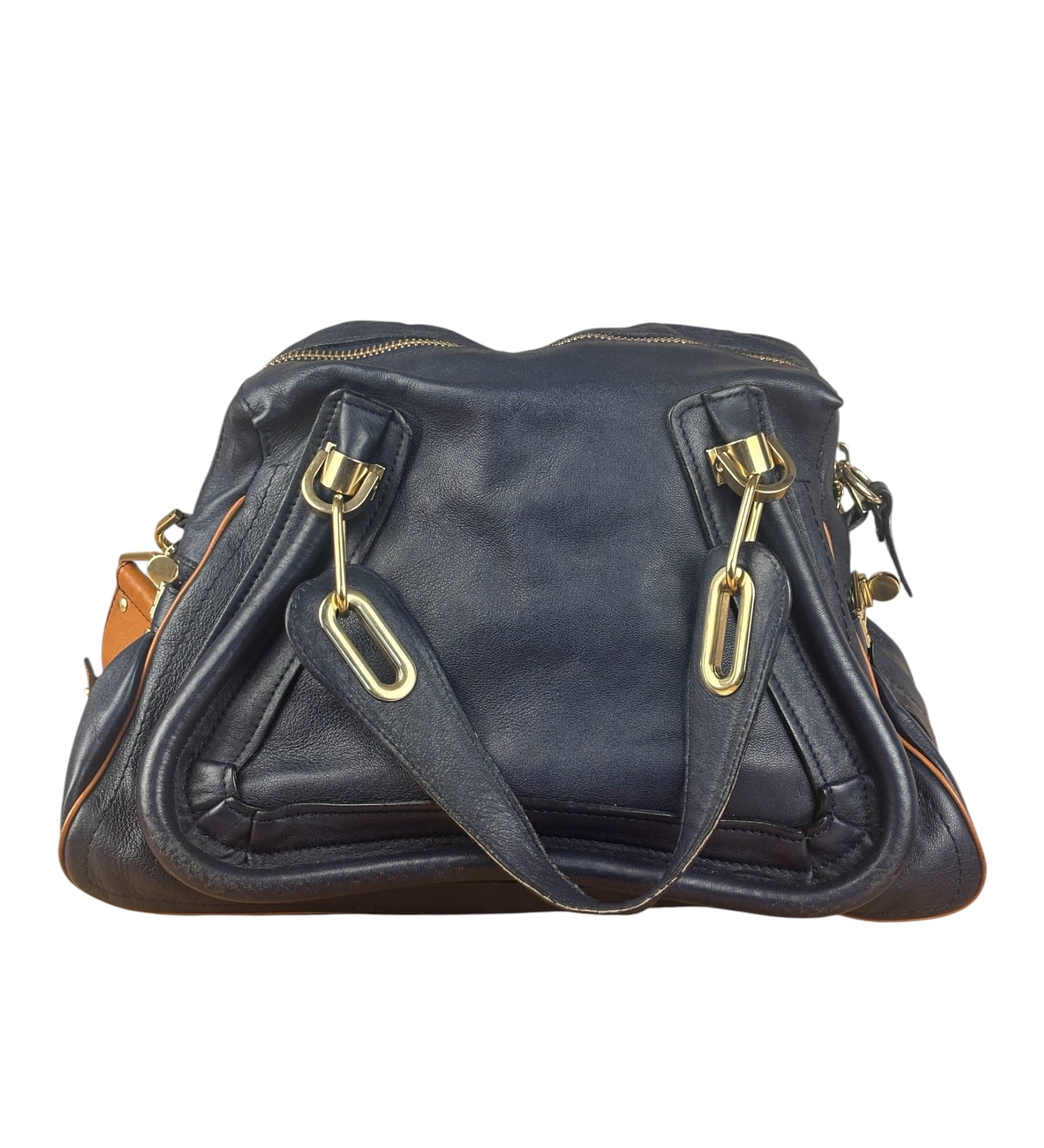 Chloe Night Blue Leather Medium Paraty Military Hand/Shoulder Bag