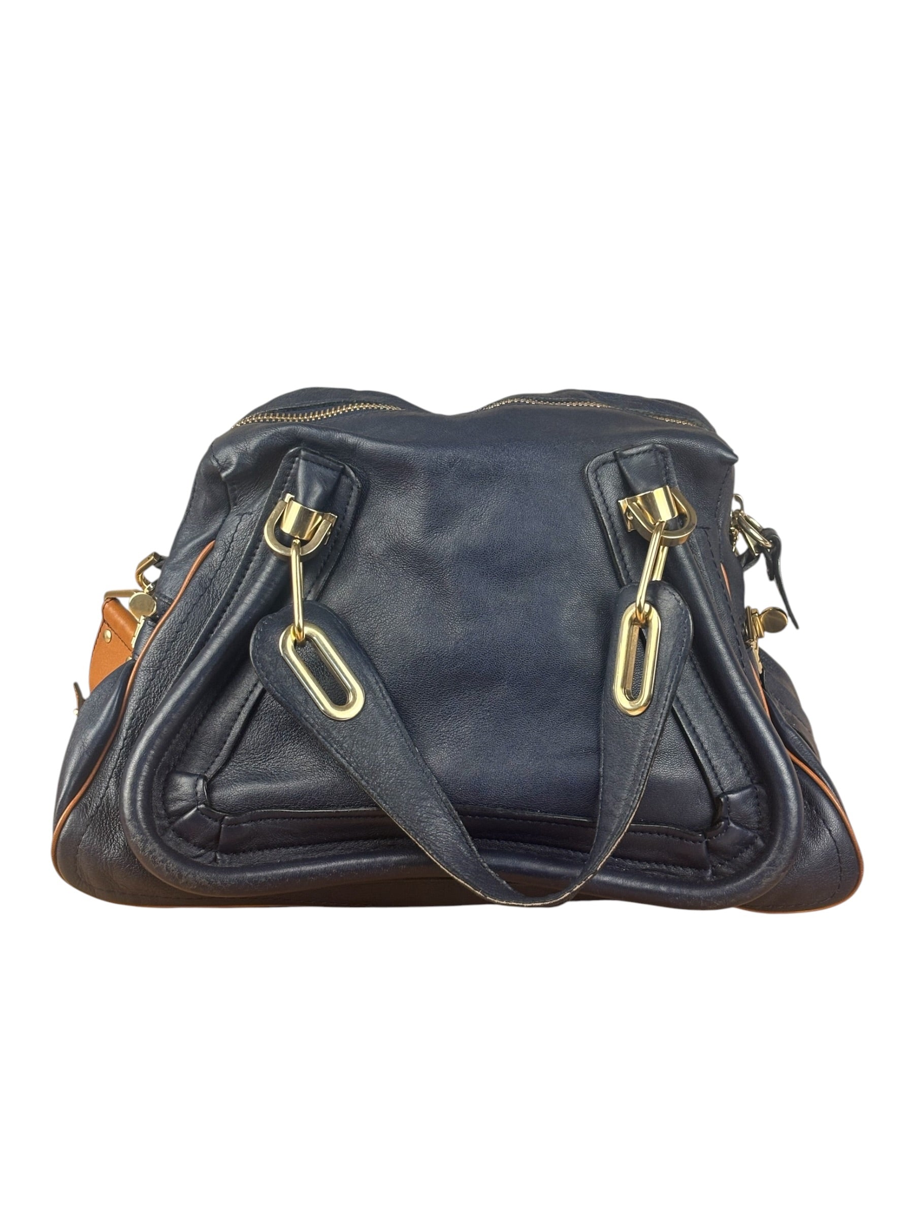 Chloe Night Blue Leather Medium Paraty Military Hand/Shoulder Bag