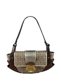 Fendi Colorblock Leather Trim Zucca Compilation Baguette