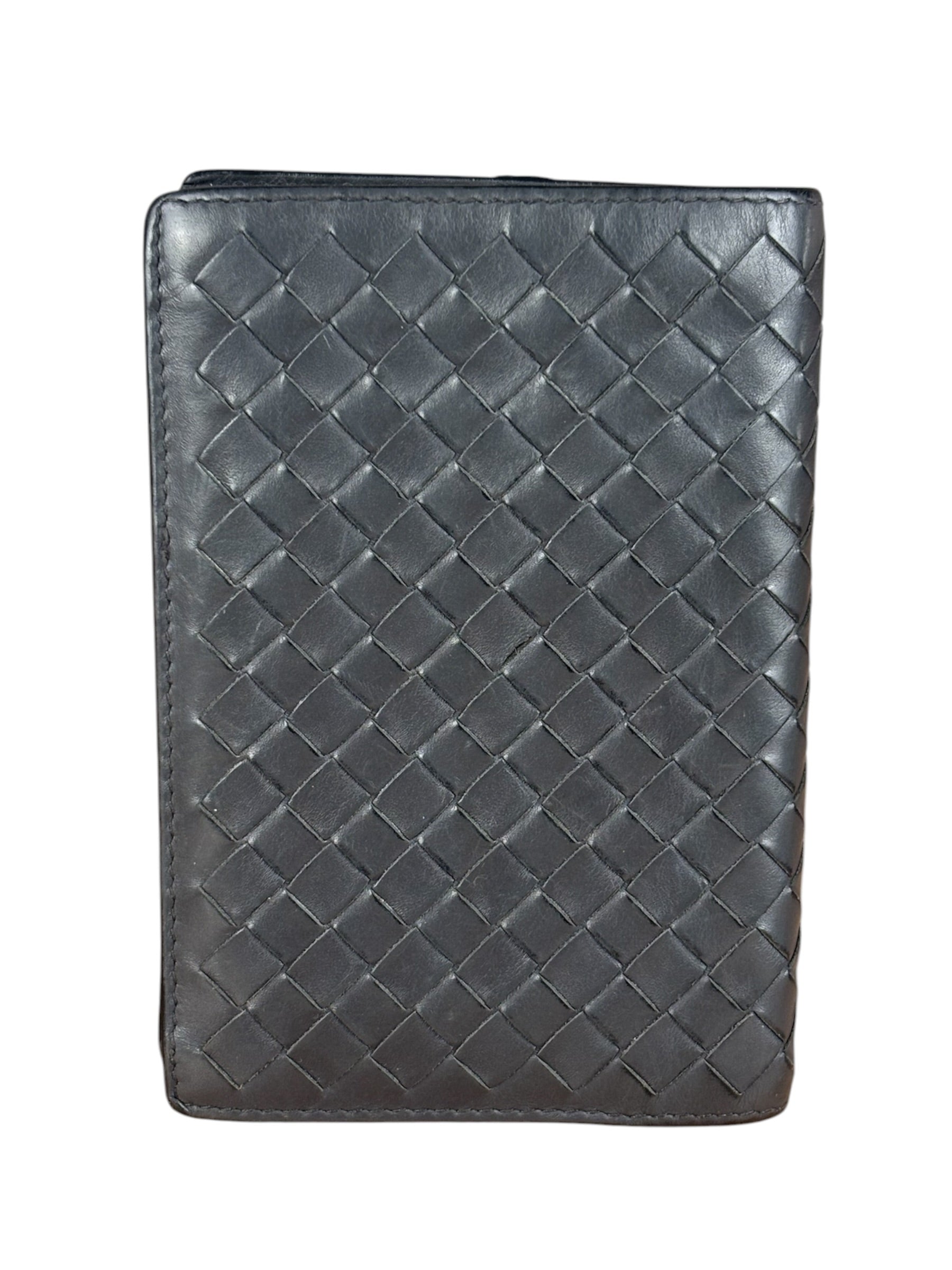 Bottega Veneta Grey Leather Intrecciato Passport/Tall Card Wallet