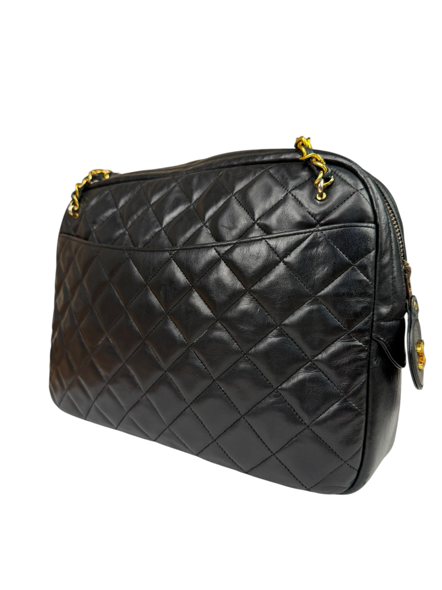 Chanel Black Quilted Lambskin Camera Bag 1989