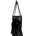 Chanel Vintage Black Patent Pony Hair Chain Pocket Tote 2005