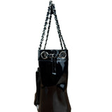 Chanel Vintage Black Patent Pony Hair Chain Pocket Tote 2005
