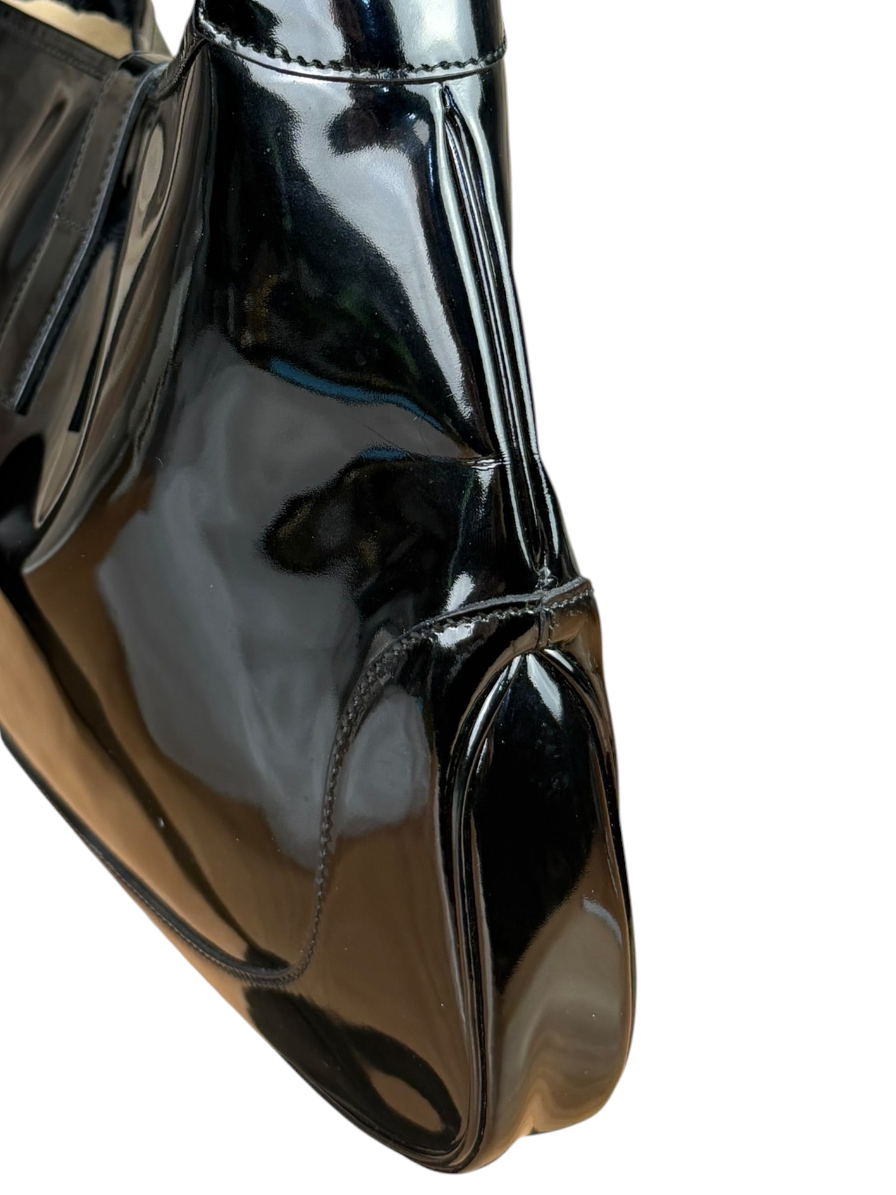 Gucci Vintage TF Black Patent Leather Jackie Hobo Bag