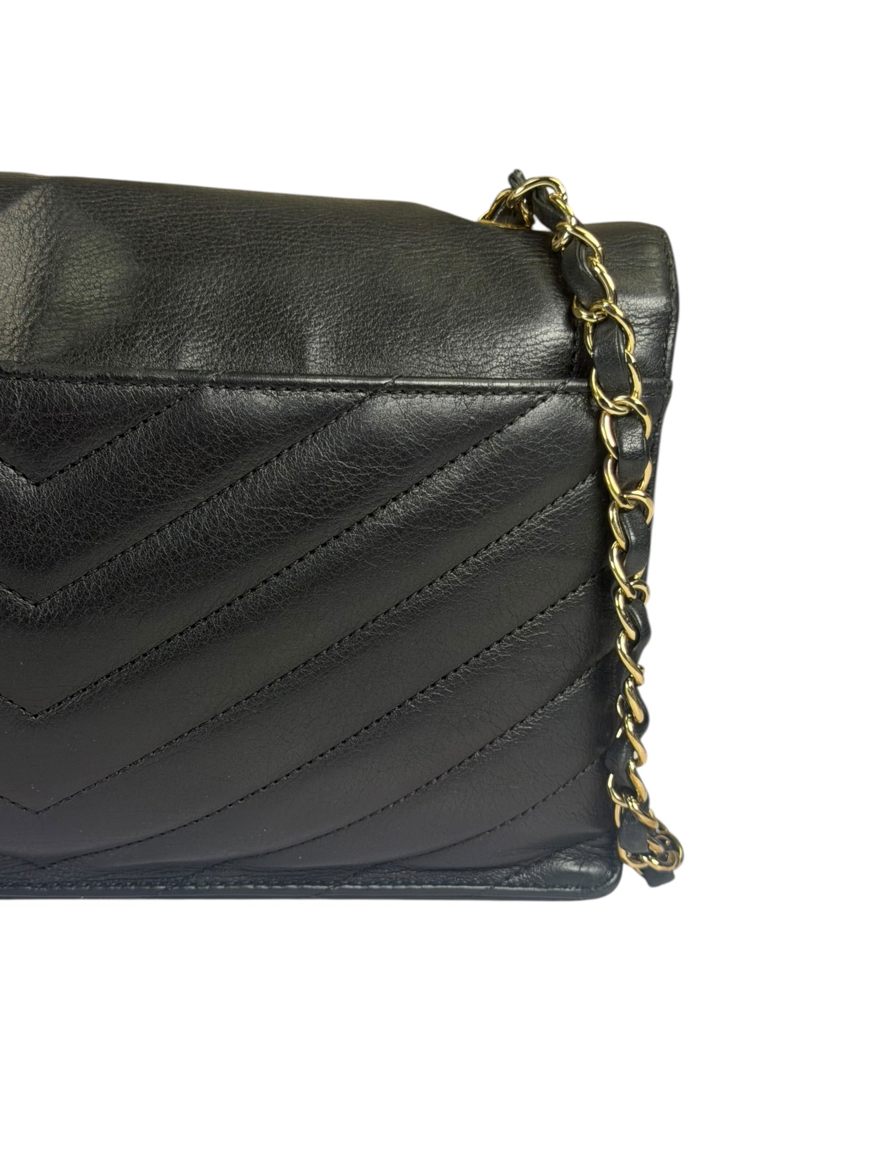 Chanel Black Calfskin Chevron Envelop Flap Bag 2019