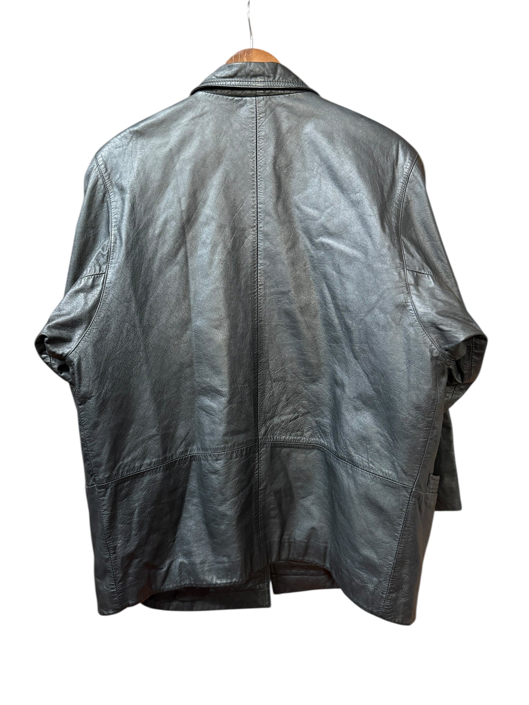 Vintage Black Leather Blazer Coat