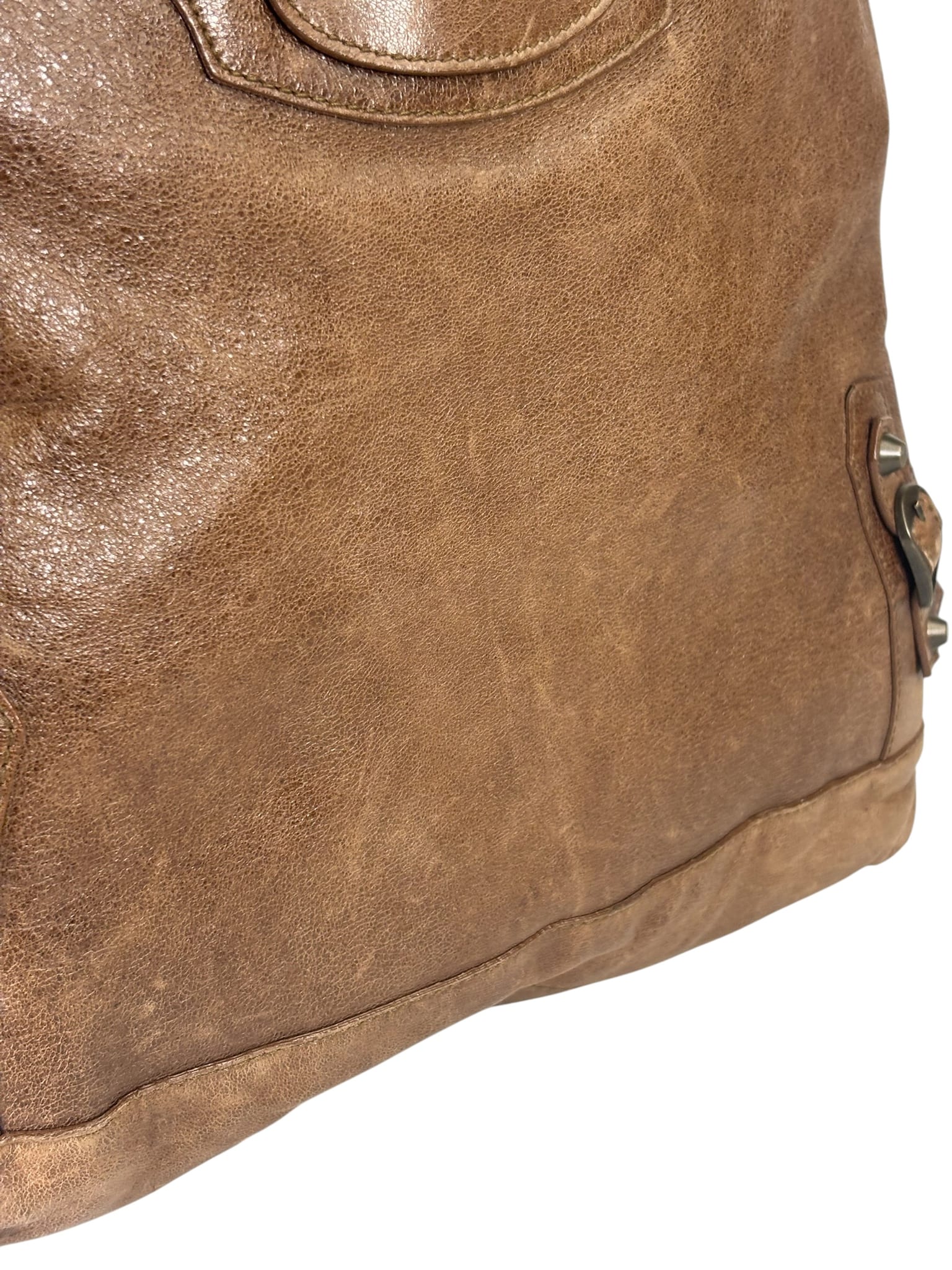 Balenciaga Brown Lambskin Day Moto Hobo Bag