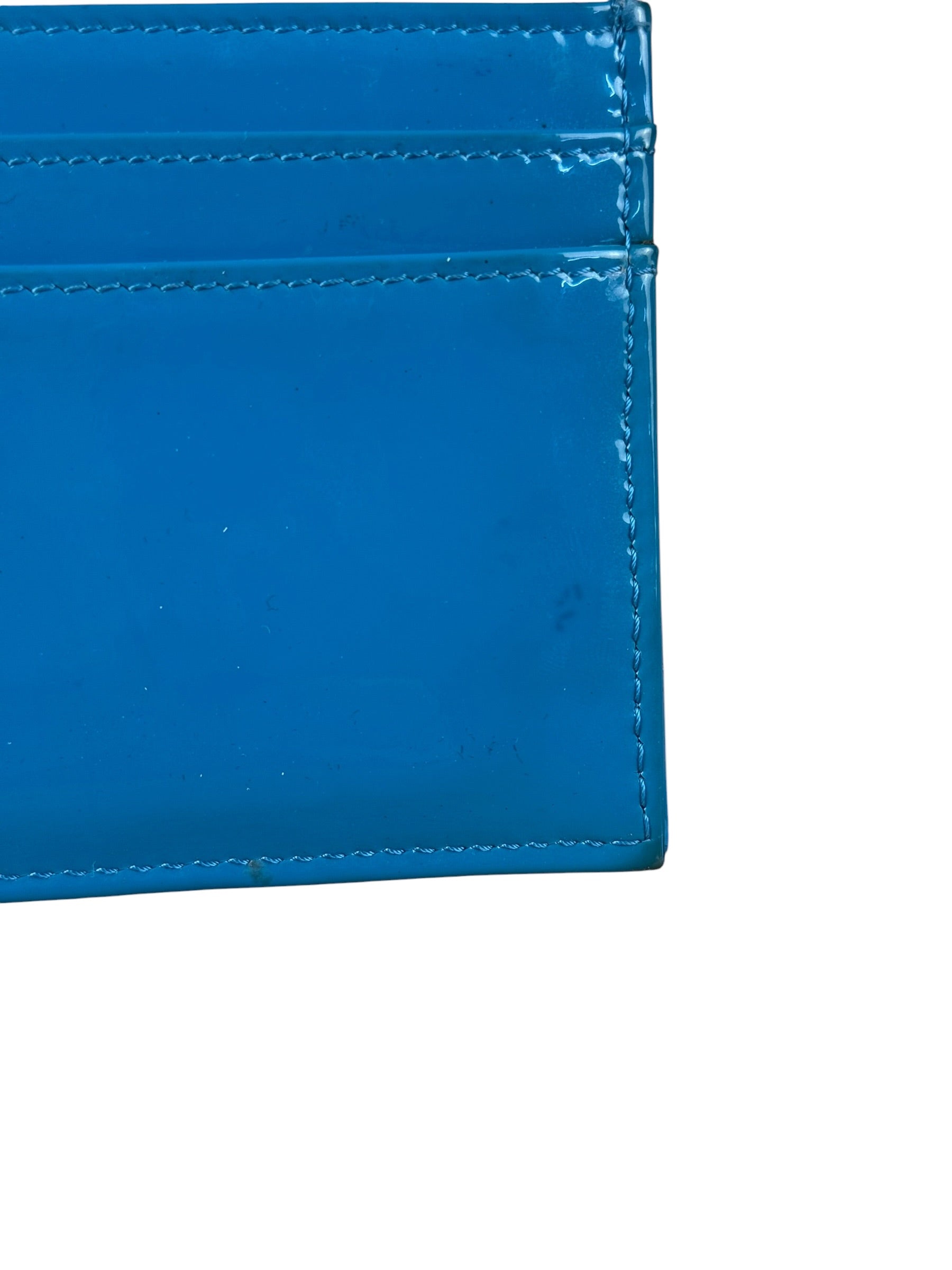 Chanel Blue Patent Quilted CC Cardholder 2016