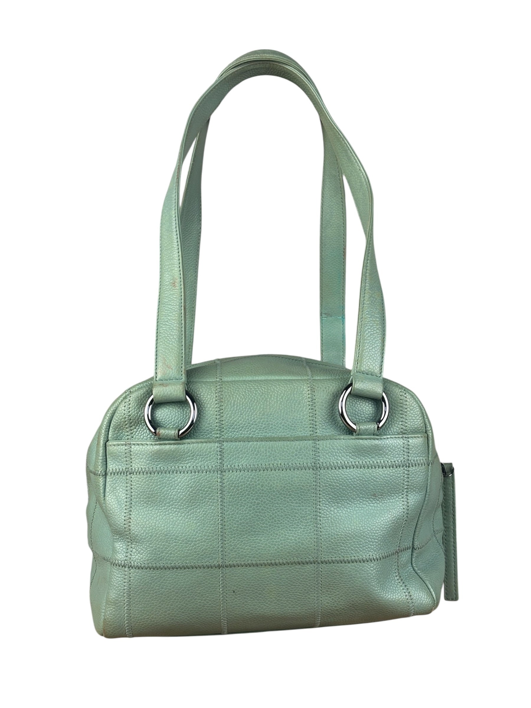 Chanel Light Green Quilt LAX Leather Bowler Bag 2004