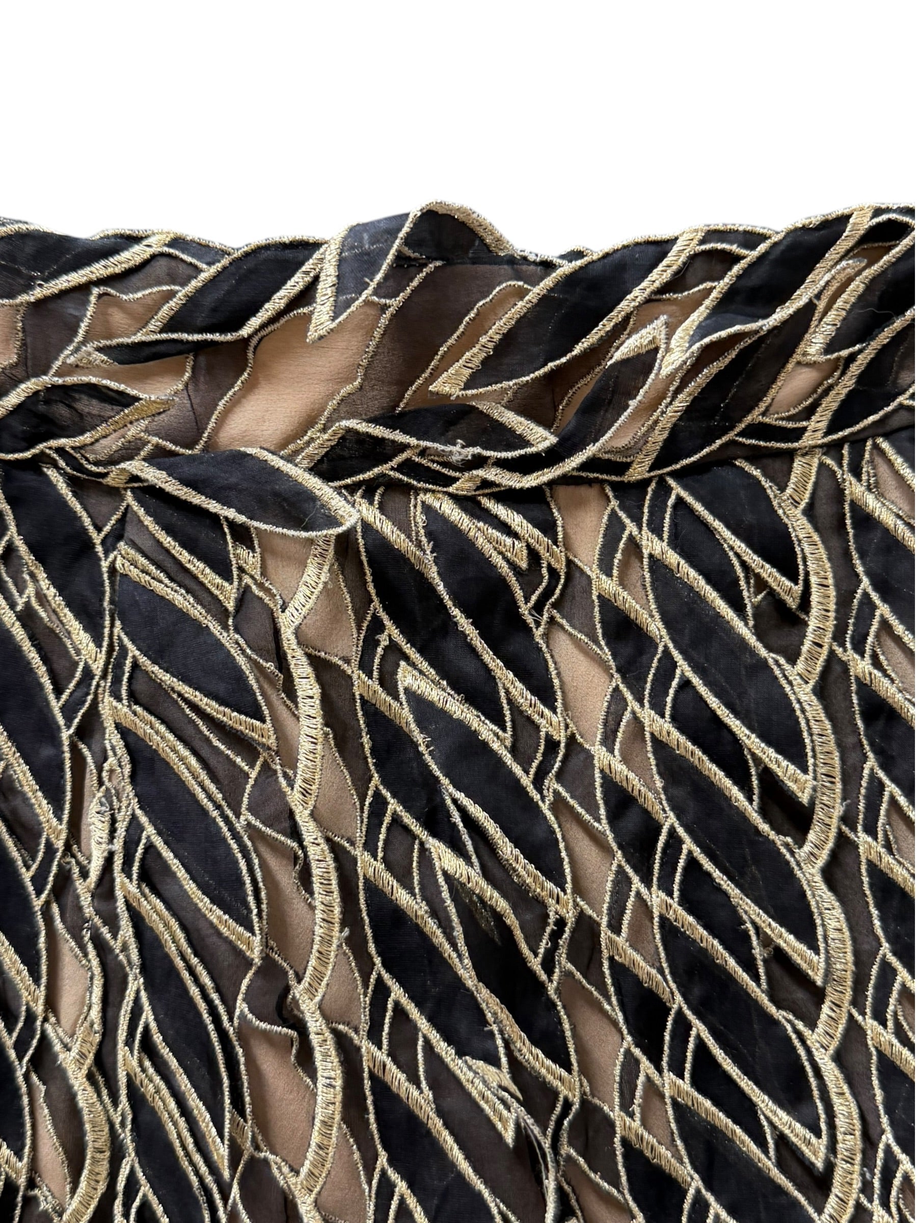 Loewe Gold/Black Multi-Layered Embroidered Ribbon Skirt