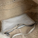 Prada Vintage White Studded Leather Shearling Bowler 2Way Bag