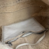 Prada Vintage White Studded Leather Shearling Bowler 2Way Bag