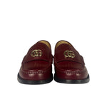 Gucci Burgundy Leather Double G Logo Loafers