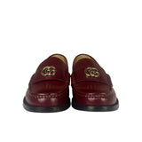 Gucci Burgundy Leather Double G Logo Loafers