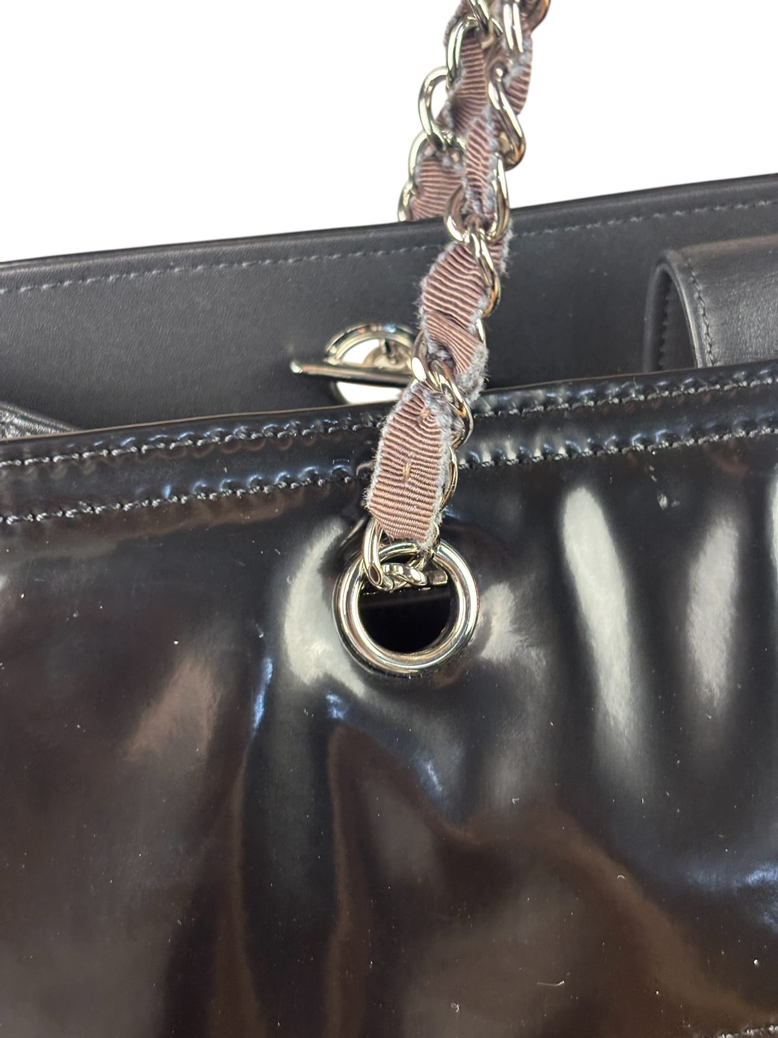 Chanel Black Patent Leather Quilted Lipstick Tote 2011