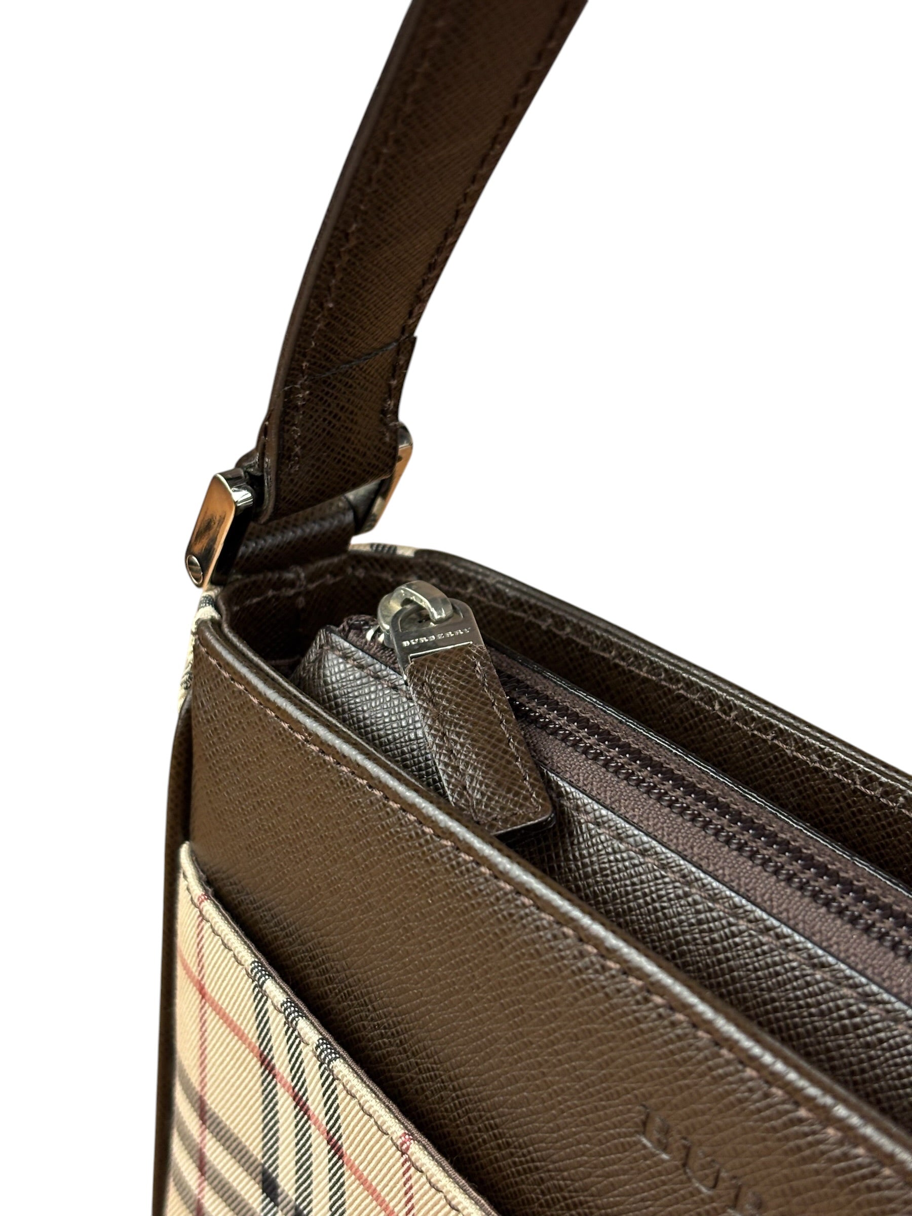 Burberry Vintage Leather Trim House Check Pochette