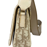 Christian Dior Beige Leather Trim Trotter Floral Embroidered Flap Bag