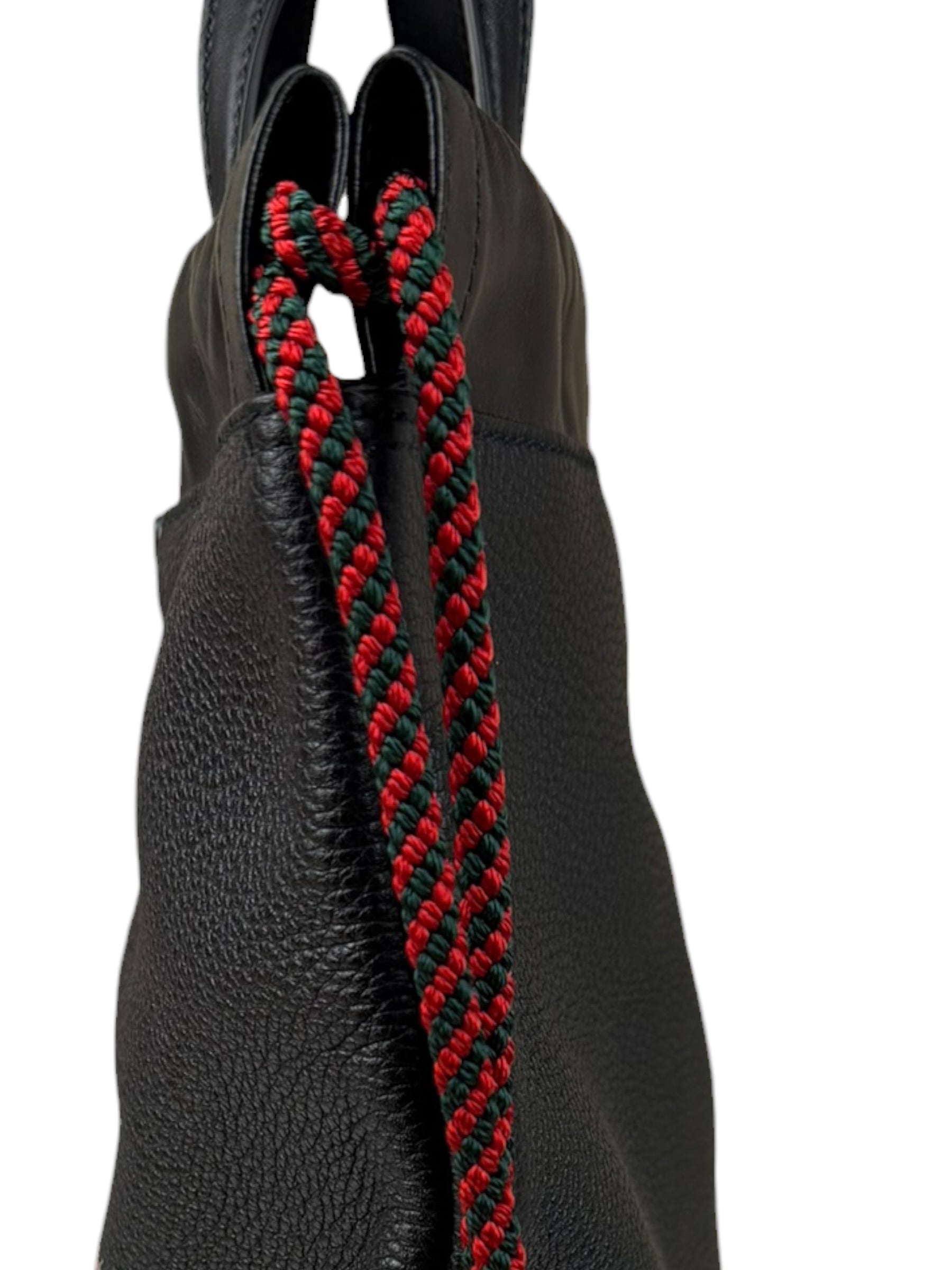 Gucci Black Leather Drawstring Backpack
