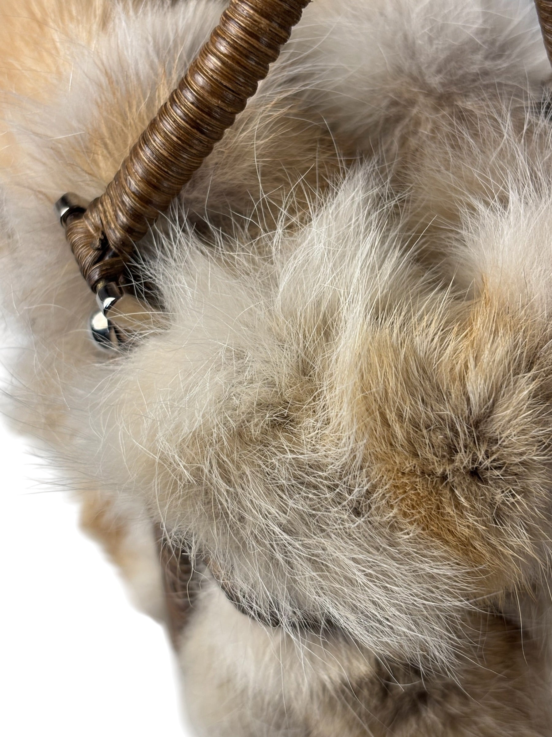 Ferragamo Vintage Fur Rattan Top Handle Bag