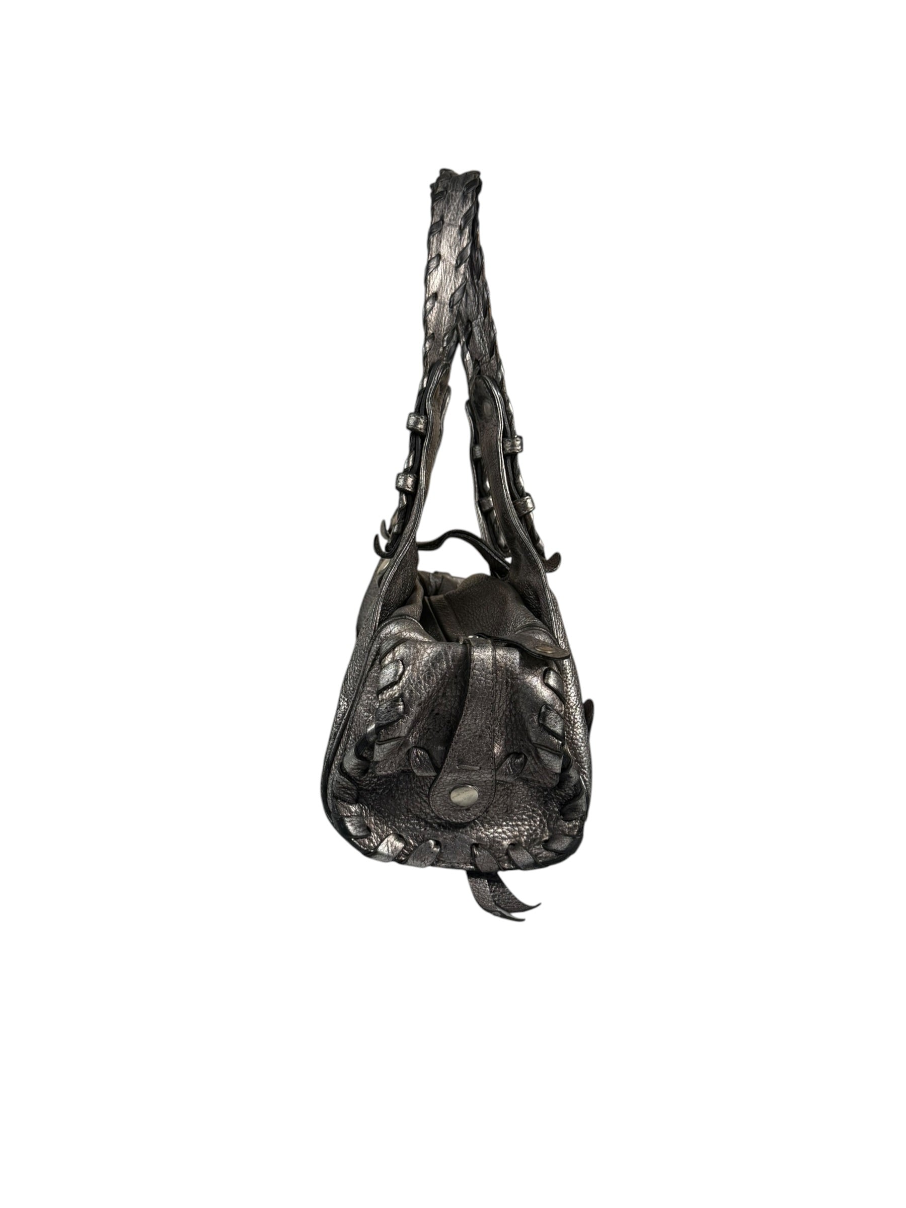 Chloe Metallic Silver Silverado Handbag