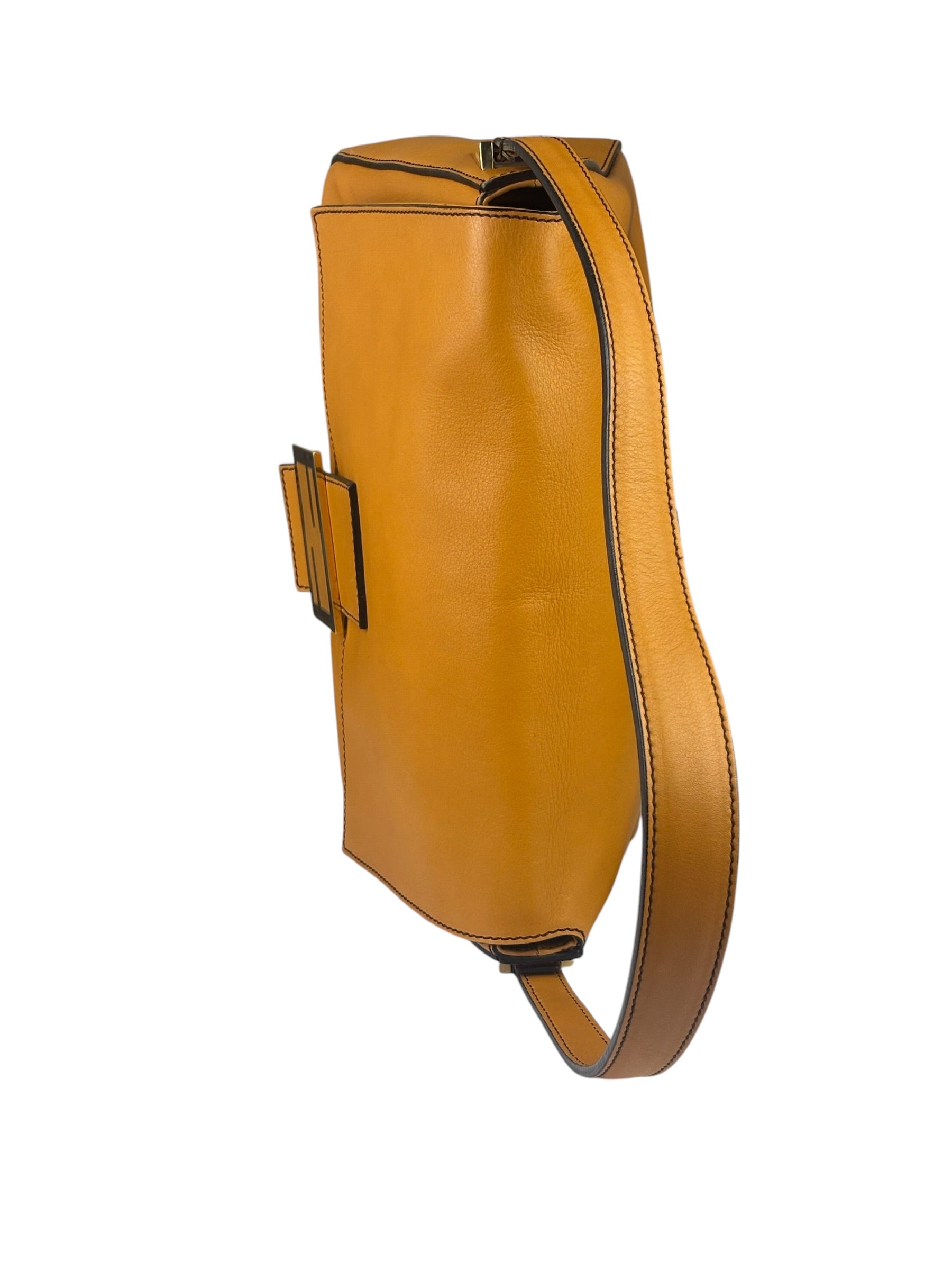 Fendi Brown Leather Mamma Foreever Flap Baguette