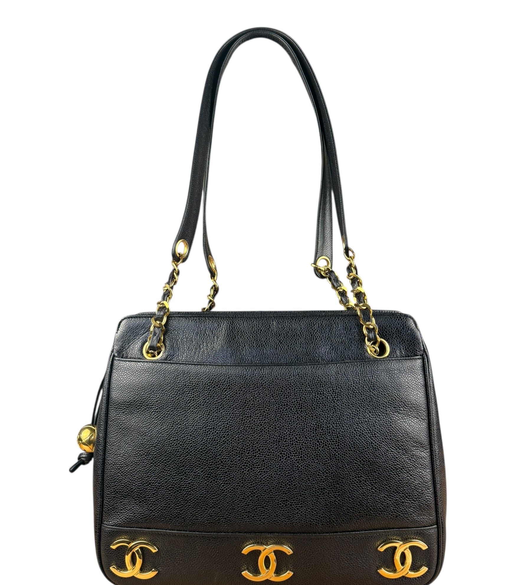 Chanel 1994 Caviar Black Triple CC Shoulder Bag