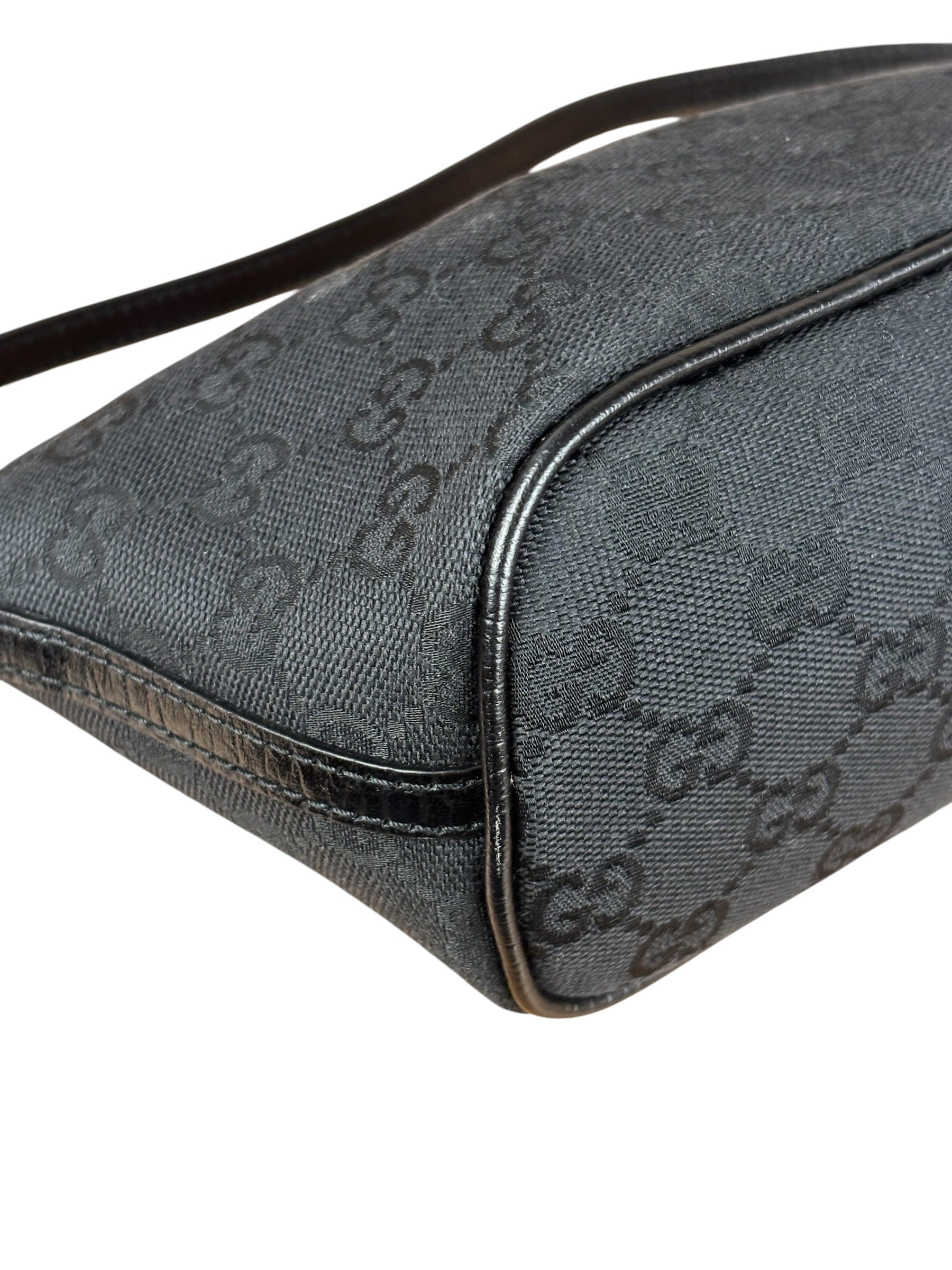 Gucci GG Vintage Black Canvas Monogram Boat Pochette
