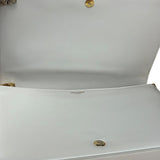 YSL White Chevron Quilted Babylone Chain Flap Shoulder Bag