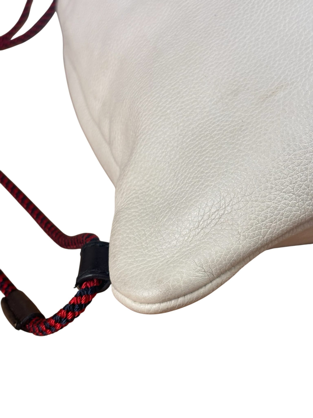 Gucci White/Black Leather Logo Drawstring Backpack