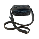 Saint Laurent Crocodile Embossed Leather Camera Bag Black