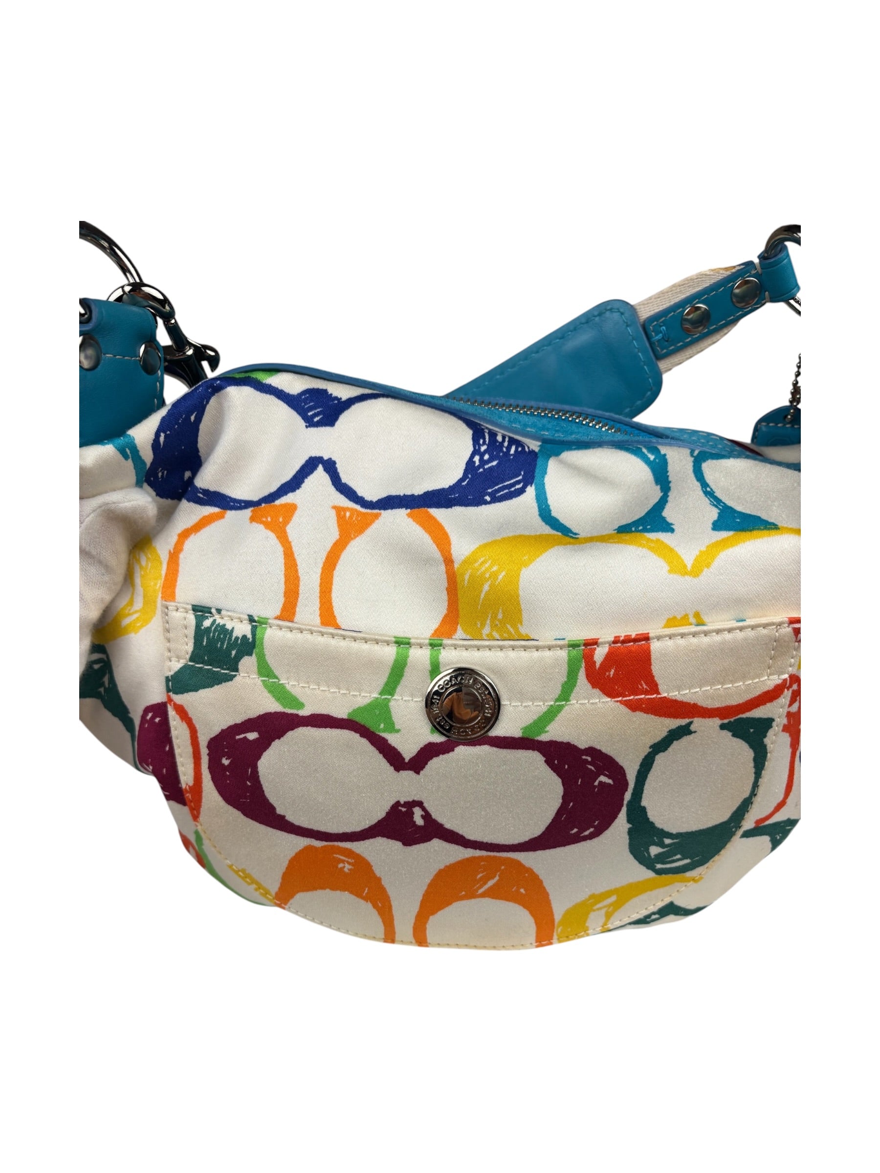 Coach Multicolor Leather Trim Scribble Hobo Bag