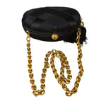 Chanel Black Satin Quilted Chain Clutch 2019